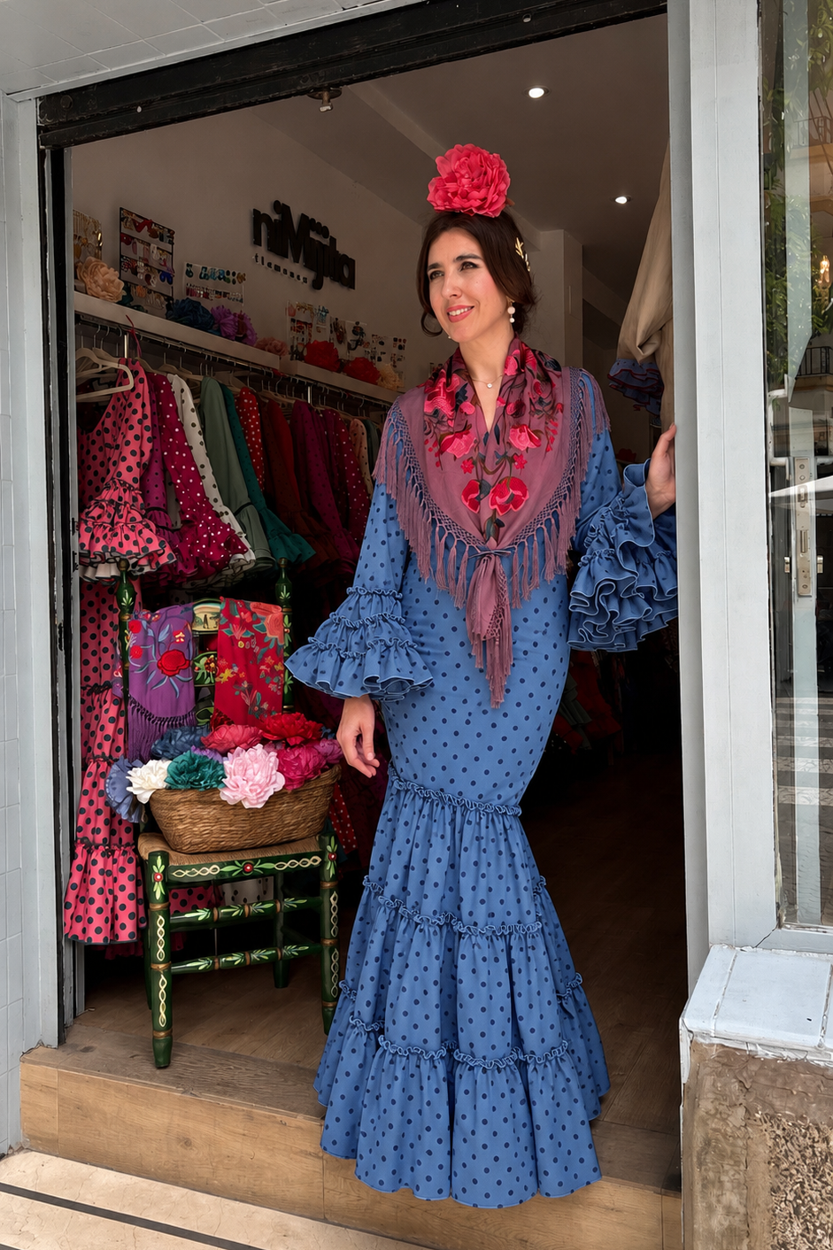 Modelo Abril Azul azafata