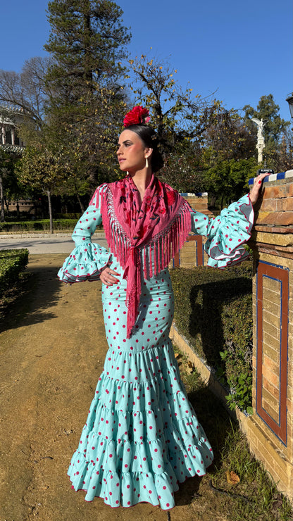 Modelo Canastera azul agua/rosa