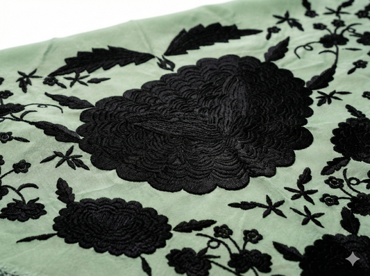 Mantoncillo Carmen Verde Jabonoso y Negro Azabache