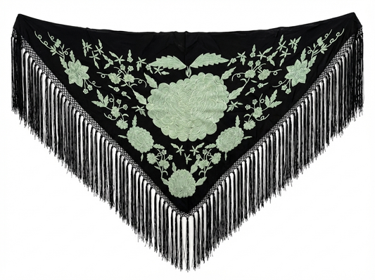 Mantoncillo Carmen Negro Azabache y Verde Jabonoso